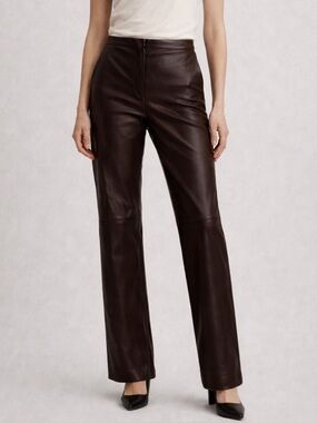 John Patrick Genuine Leather Pants in Chocolate Brown